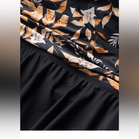 BloomChic Tropical Graphic Crossover Ruffle Hem Swim Dress - Picture 5 of 8